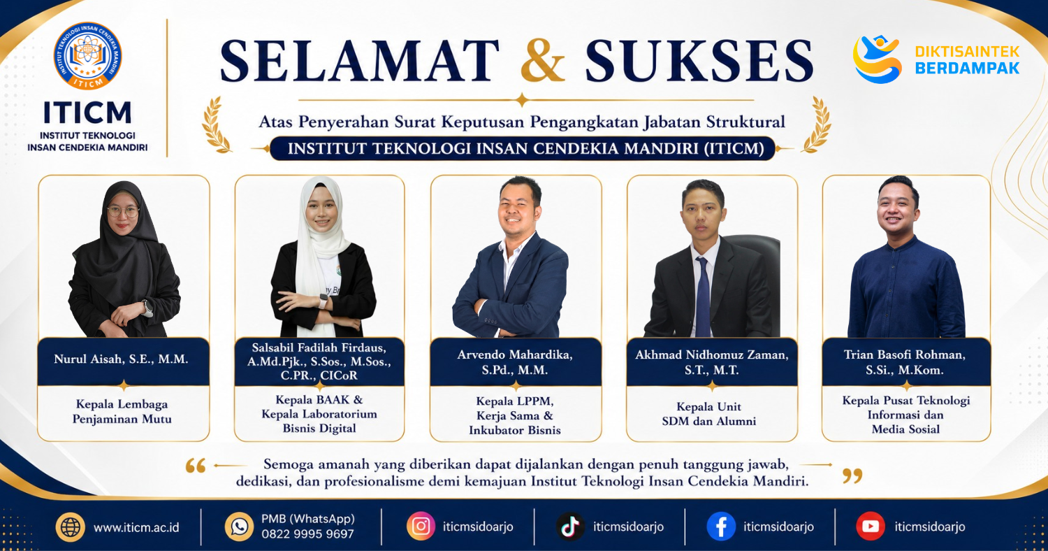 Perkuat Struktur Kelembagaan, ITICM Sidoarjo Tetapkan Lima Pejabat Baru